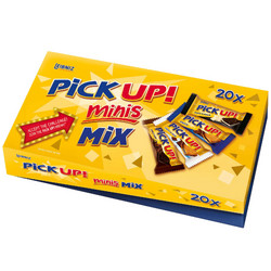 Продуктови Категории Шоколади Pick Up Микс от 20 индивидуално опаковани мини двойни бисквитени блокчета с млечен шоколад и пълнеж от млечен крем